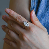 Solid Gold Two Tone Solitaire Tulip Set Marquise Cut Moissanite Engagement Ring