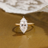 Solid Gold Two Tone Solitaire Tulip Set Marquise Cut Moissanite Engagement Ring