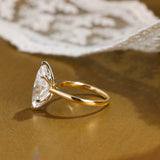 Solid Gold Two Tone Solitaire Tulip Set Marquise Cut Moissanite Engagement Ring