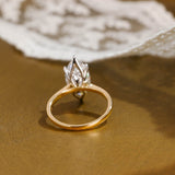 Solid Gold Two Tone Solitaire Tulip Set Marquise Cut Moissanite Engagement Ring