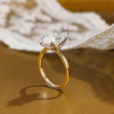 Solid Gold Two Tone Solitaire Tulip Set Marquise Cut Moissanite Engagement Ring