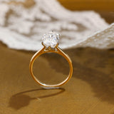 Solid Gold Two Tone Solitaire Tulip Set Marquise Cut Moissanite Engagement Ring