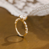 Solid Gold Oval Cut Moissanite Engagement Ring
