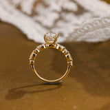 Solid Gold Oval Cut Moissanite Engagement Ring