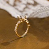 Solid Gold Oval Cut Moissanite Engagement Ring