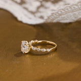 Solid Gold Oval Cut Moissanite Engagement Ring