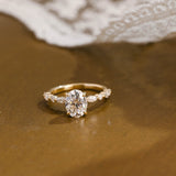 Solid Gold Oval Cut Moissanite Engagement Ring