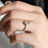 Solid Gold Solitaire Bezel Oval Cut Moissanite Engagement Ring