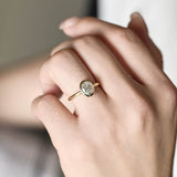 Solid Gold Solitaire Bezel Oval Cut Moissanite Engagement Ring