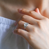 Solid Gold Three Stone Oval Cut Moissanite Engagement Ring