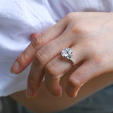 Solid Gold Three Stone Oval Cut Moissanite Engagement Ring