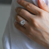 Solid Gold Three Stone Oval Cut Moissanite Engagement Ring