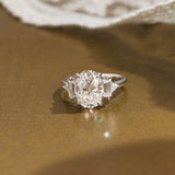 Solid Gold Three Stone Oval Cut Moissanite Engagement Ring