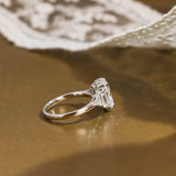 Solid Gold Three Stone Oval Cut Moissanite Engagement Ring