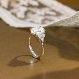 Solid Gold Three Stone Oval Cut Moissanite Engagement Ring