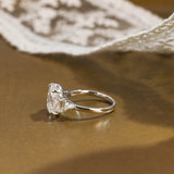 Solid Gold Three Stone Oval Cut Moissanite Engagement Ring