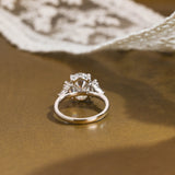 Solid Gold Three Stone Oval Cut Moissanite Engagement Ring
