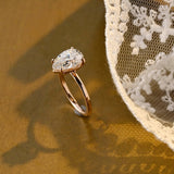 Solid Gold 4 Prongs Solitaire Pear Cut Moissanite Engagement Ring