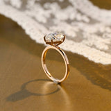 Solid Gold 4 Prongs Solitaire Pear Cut Moissanite Engagement Ring