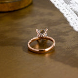 Solid Gold Thick Band Pave Princess Cut Moissanite Engagement Ring