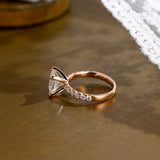 Solid Gold Thick Band Pave Princess Cut Moissanite Engagement Ring