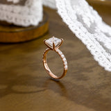 Solid Gold Thick Band Pave Princess Cut Moissanite Engagement Ring