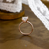 Solid Gold Thick Band Pave Princess Cut Moissanite Engagement Ring