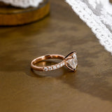 Solid Gold Thick Band Pave Princess Cut Moissanite Engagement Ring