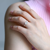 Solid Gold Thick Band Pave Princess Cut Moissanite Engagement Ring