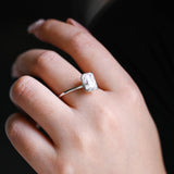 Solid Gold Dainty Under Halo Radiant Cut Moissanite Engagement Ring
