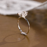 Solid Gold Dainty Under Halo Radiant Cut Moissanite Engagement Ring
