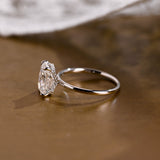 Solid Gold Dainty Under Halo Radiant Cut Moissanite Engagement Ring