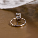 Solid Gold Dainty Under Halo Radiant Cut Moissanite Engagement Ring