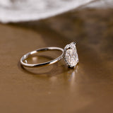 Solid Gold Dainty Under Halo Radiant Cut Moissanite Engagement Ring