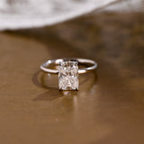 Solid Gold Dainty Under Halo Radiant Cut Moissanite Engagement Ring