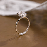 Solid Gold Dainty Under Halo Radiant Cut Moissanite Engagement Ring