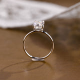 Solid Gold Dainty Under Halo Radiant Cut Moissanite Engagement Ring