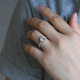 Solid Gold 3.5MM Width Round Cut Moissanite Engagement Ring