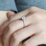 Solid Gold Hidden Halo Pave Round Moissanite Engagement Ring