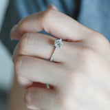 Solid Gold Hidden Halo Pave Round Moissanite Engagement Ring
