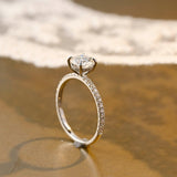 Solid Gold Hidden Halo Pave Round Moissanite Engagement Ring