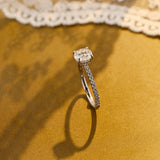 Solid Gold Hidden Halo Pave Round Moissanite Engagement Ring