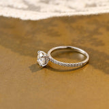 Solid Gold Hidden Halo Pave Round Moissanite Engagement Ring