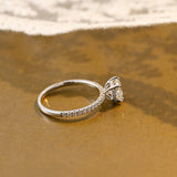 Solid Gold Hidden Halo Pave Round Moissanite Engagement Ring