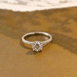 Solid Gold Hidden Halo Pave Round Moissanite Engagement Ring