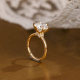 Solid Gold Round Cut Moissanite Engagement Ring