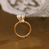 Solid Gold Round Cut Moissanite Engagement Ring