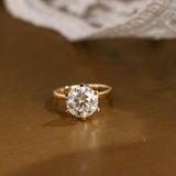 Solid Gold Round Cut Moissanite Engagement Ring