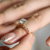 Solid Gold Round Cut Moissanite Engagement Ring with Accent Marquise