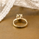 Solid Gold Round Cut Moissanite Engagement Ring with Accent Marquise
